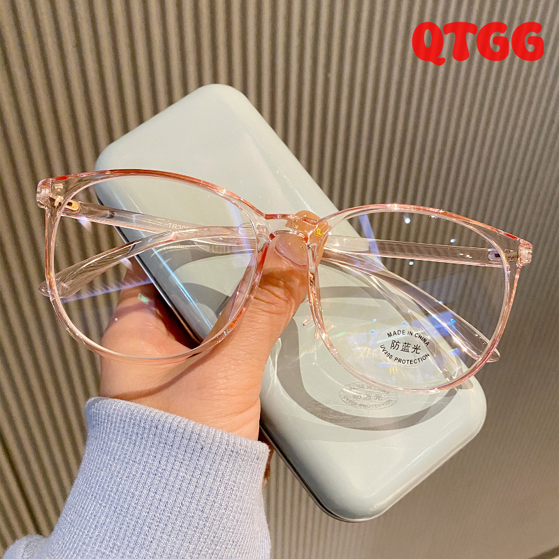 [Qtgg] gọng kính máy tính trong suốt phụ nữ chống ánh sáng xanh Kính mắt tròn Chặn kính quang học kí