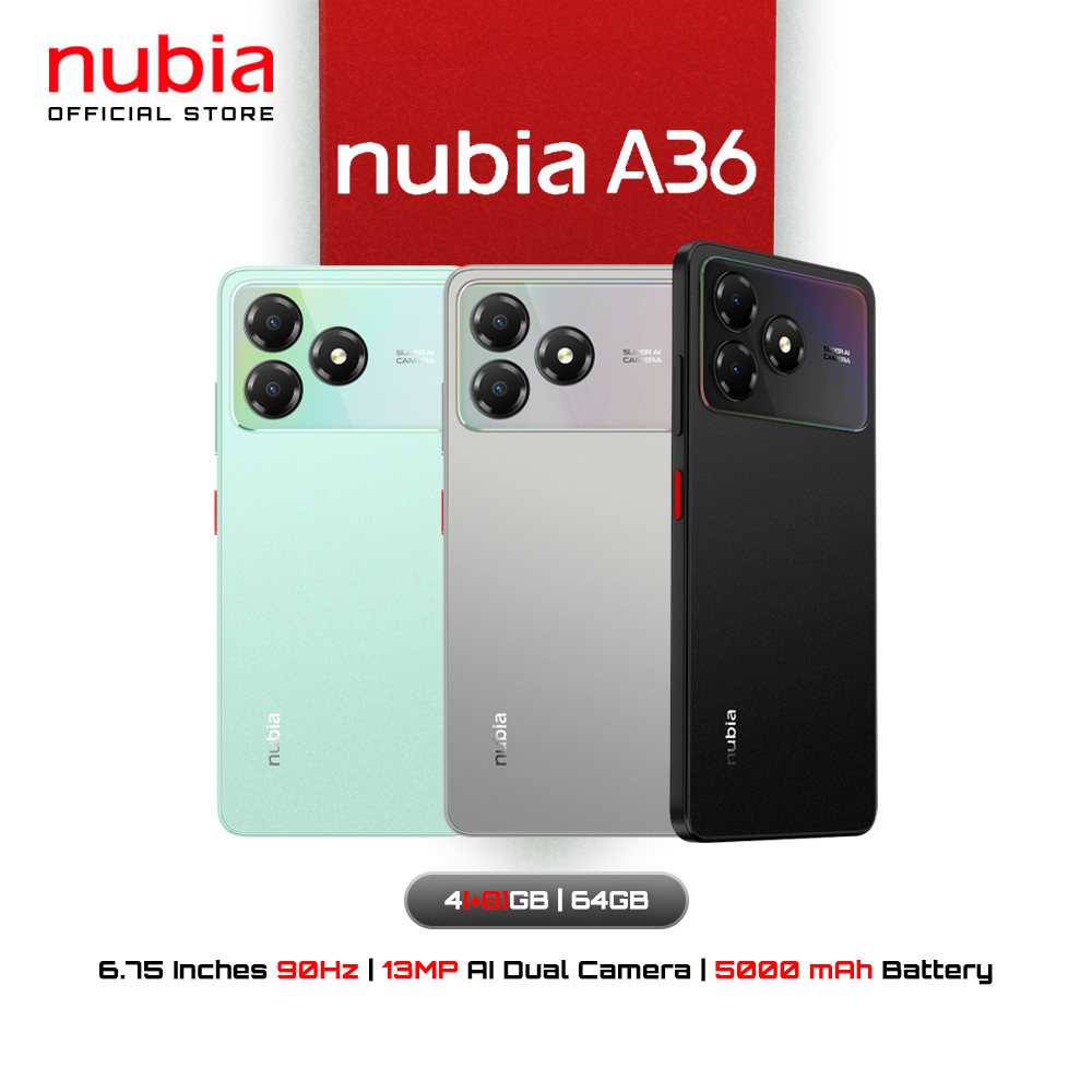 Nubia A36 (4+64GB) - รองรับทุกแอพธนาคาร Android 15 l จอ 6.75" l แบต 5000mAh นูเบีย รับประกันศูนย์ไทย ราคา 2,199 บาท*ส่งฟรี
