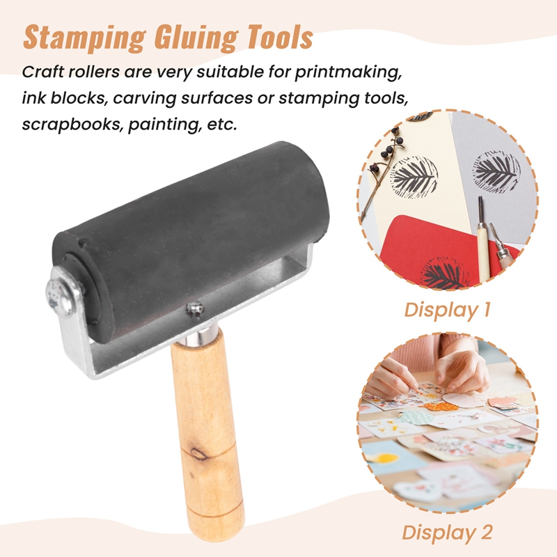 [Waanon]3 Pack Rubber-Roller Brayer Rollers 1.4/2.4/4 Inch Art Craft Roller for Printmaking,Ink,Wallpapers Stamping Gluing Tools