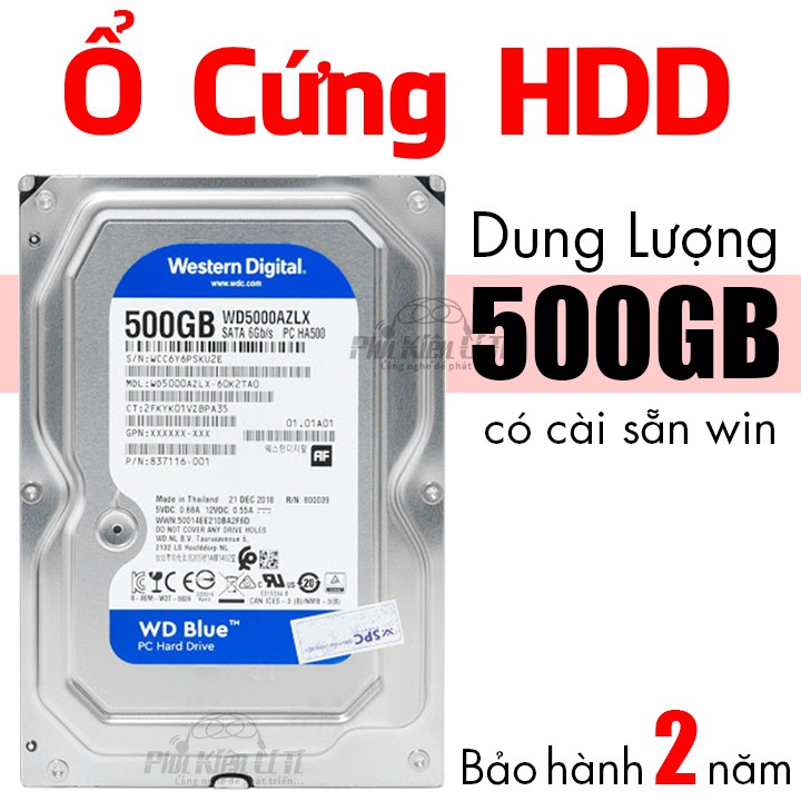 ổ cứng máy tính hdd 500gb cài sẵn win bảo hành 2 năm Giá 169,000 Đồng*Miễn phí vận chuyển