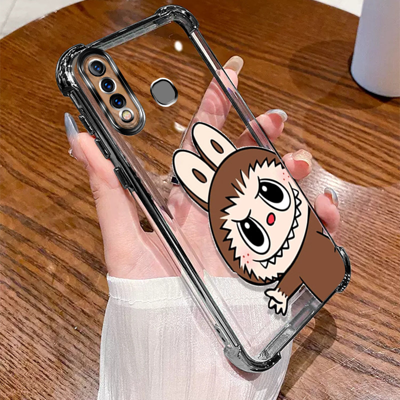 Cho Vivo Y19 trường hợp silicon mềm mạ điện TPU softcase bốn góc chống thả phim hoạt hình chống sốc 