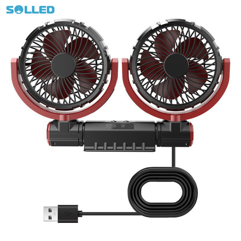 Portable USB Cooling Fan For Car, 360 Degree Rotatable Dual Head Desk Fans With Brushless Motor, 3 Speed Strong Wind, For Car Dashboard Home Office Table