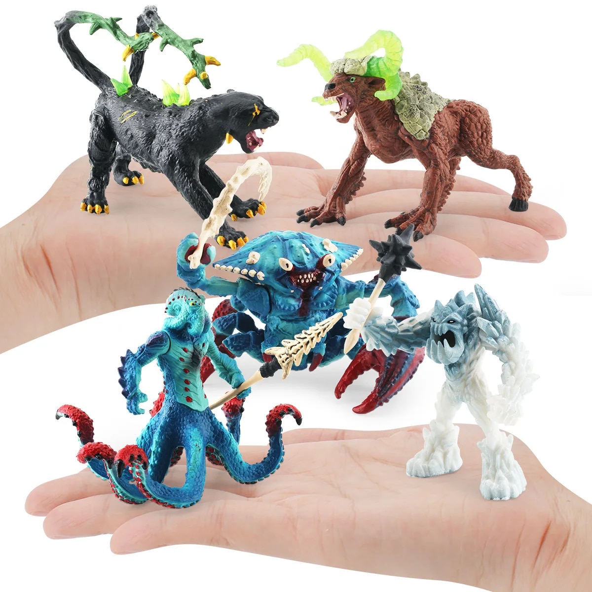 PVC Action Figure Monster Model Water Crab Octopus Ice Monster Stone Western Warcraft Warrior Model Ornaments Toys Ks
