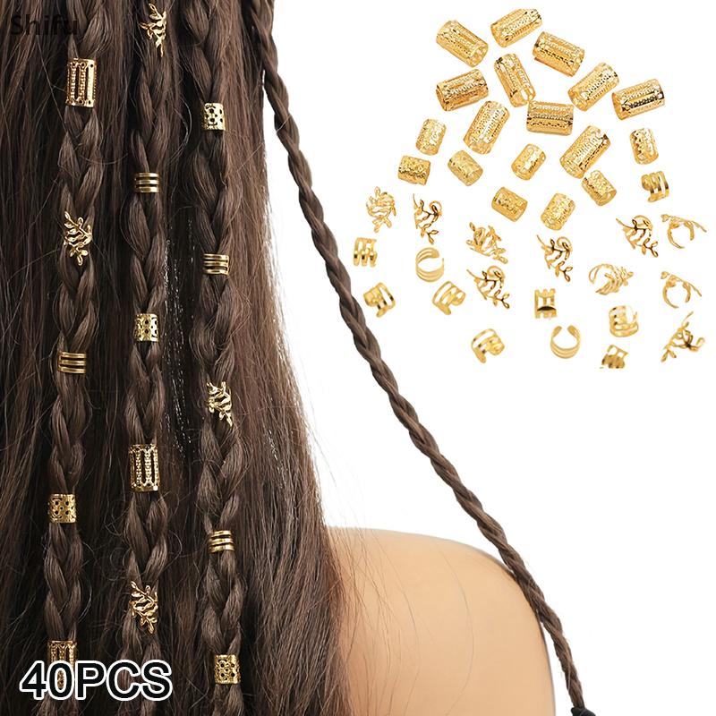 [Shifu] dreadlock tóc nhẫn có thể điều chỉnh còng Clip Bím Tóc bẩn braids Bead Phụ kiện tóc kẹp tóc 