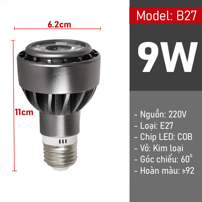 Đèn Led chiếu rọi điểm COB siêu sáng 800Lm Đui xoáy E27 công suất 7W 9W 12W 15W - 220V Vỏ nhôm định hình tản nhiệt
