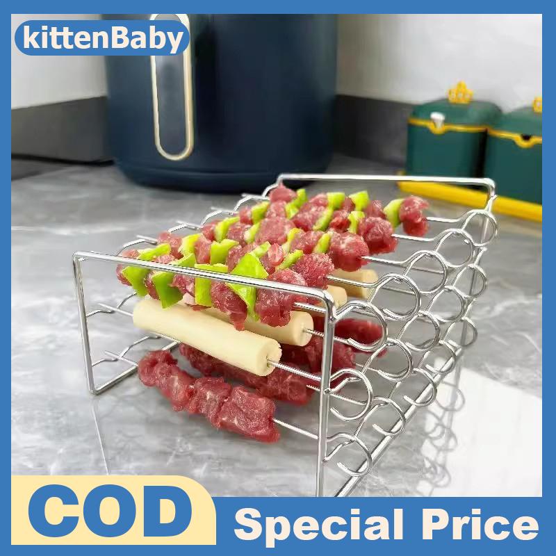 kittenBaby หม้อทอดไร้น้ำมันสแตนเลสหลายพินแนวตั้งขาเสียบบาร์บีคิวอุปกรณ์ทอดอากาศสำหรับย่างเครื่องมือในครัว ราคา 62 บาท*ส่งฟรี