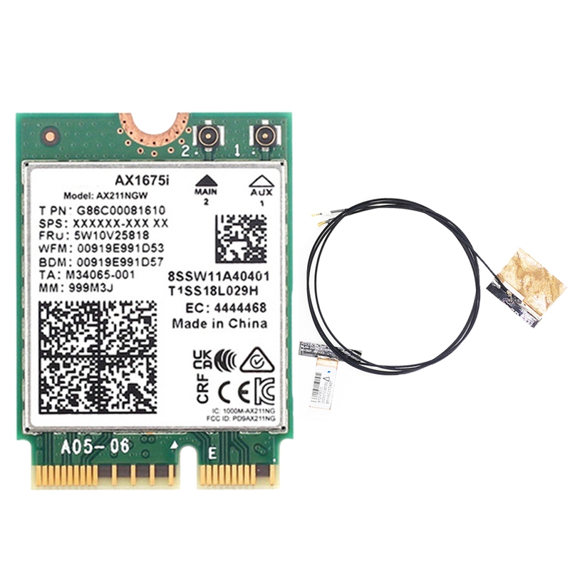 AX1675I WIFI Card+2XAntenna WiFi 6E M.2 Key E CNVio 2 Tri Band Accessories