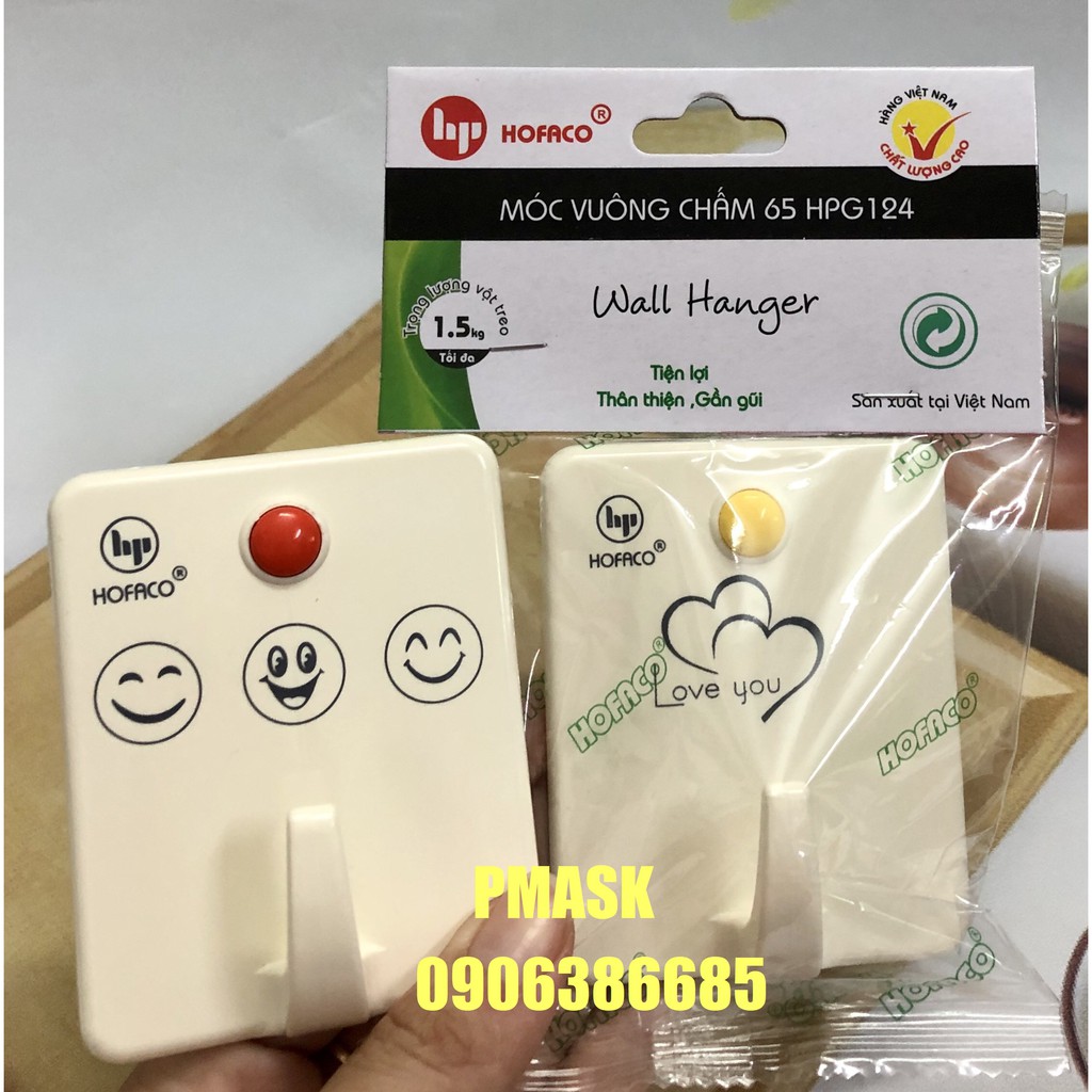 Móc dán treo tường nhỏ gọn, tiện lợi hofaco - móc vuông hpg124