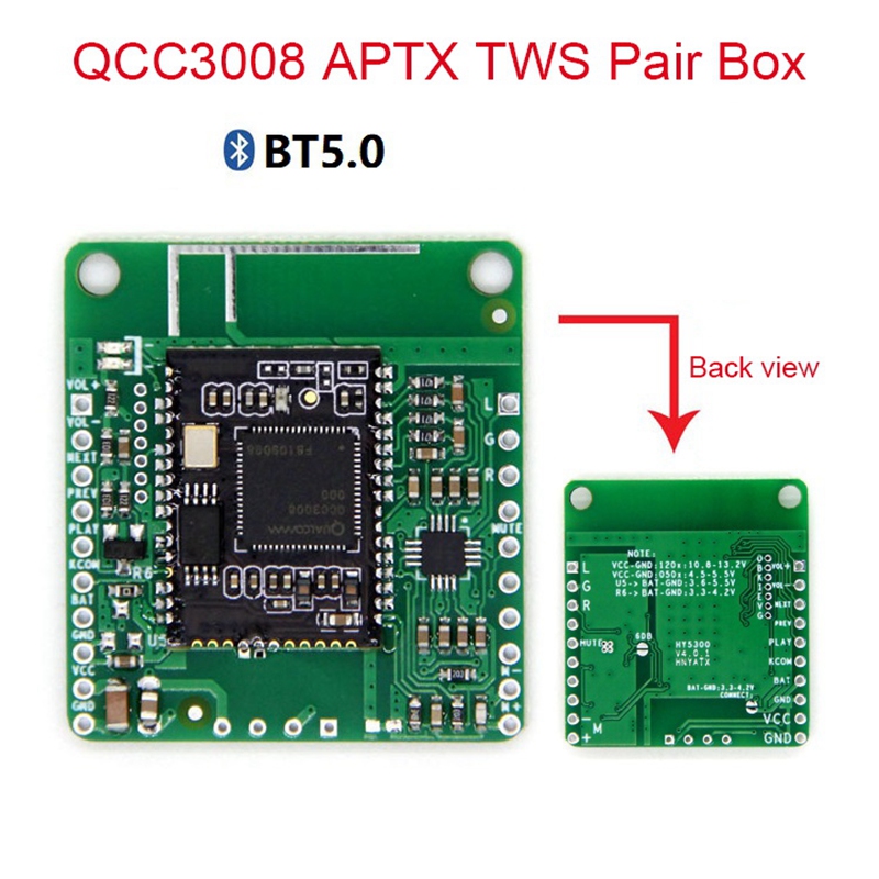 Qcc3008 aptxll receiver board module hifi bluetooth 5.0 tws audio car bluetooth receiver board
