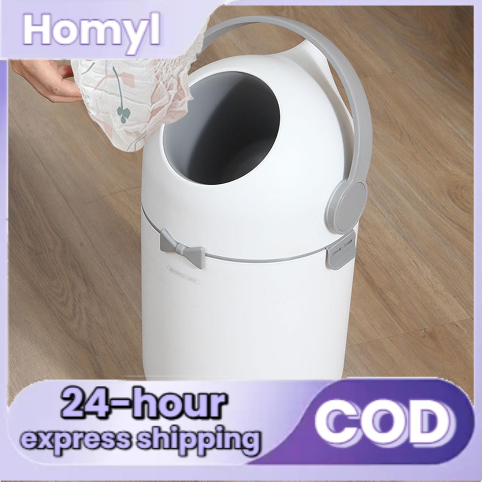 15 L Diaper Trash Can Garbage Bin Silent Opening Closing Waste Basket for Bedroom Living Room Restroom Apartment Home Use