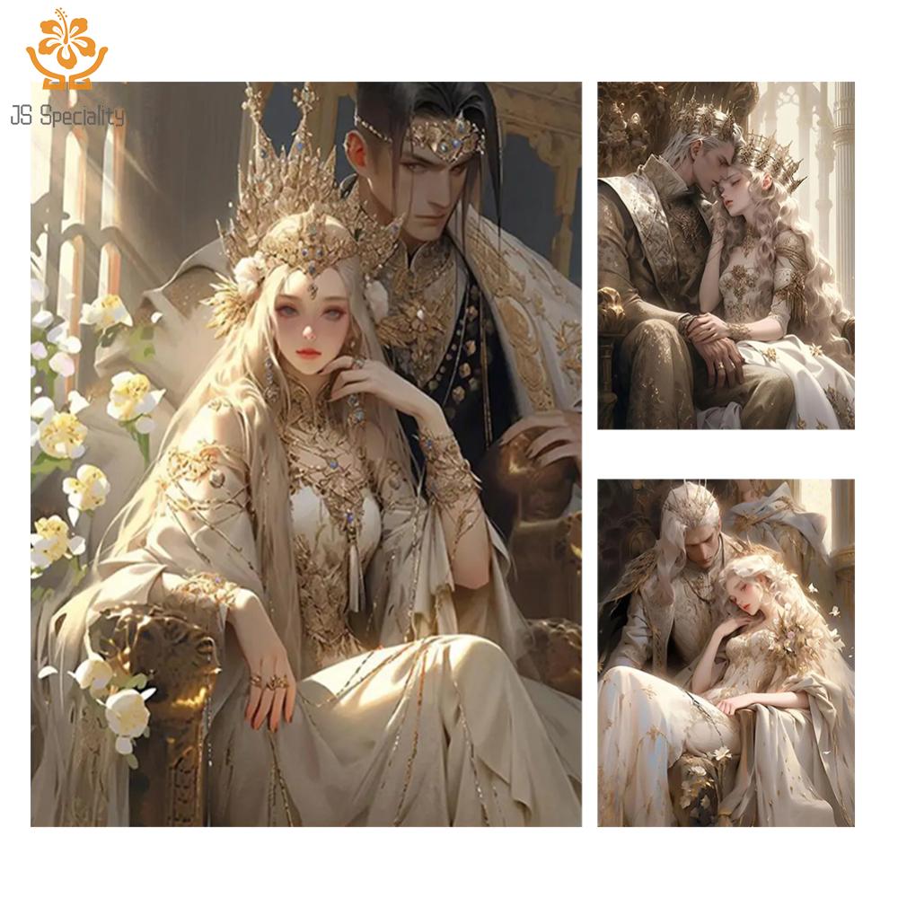1thfull thêu sinh thái sợi bông 11CT in vua và nữ hoàng Cross Stitch