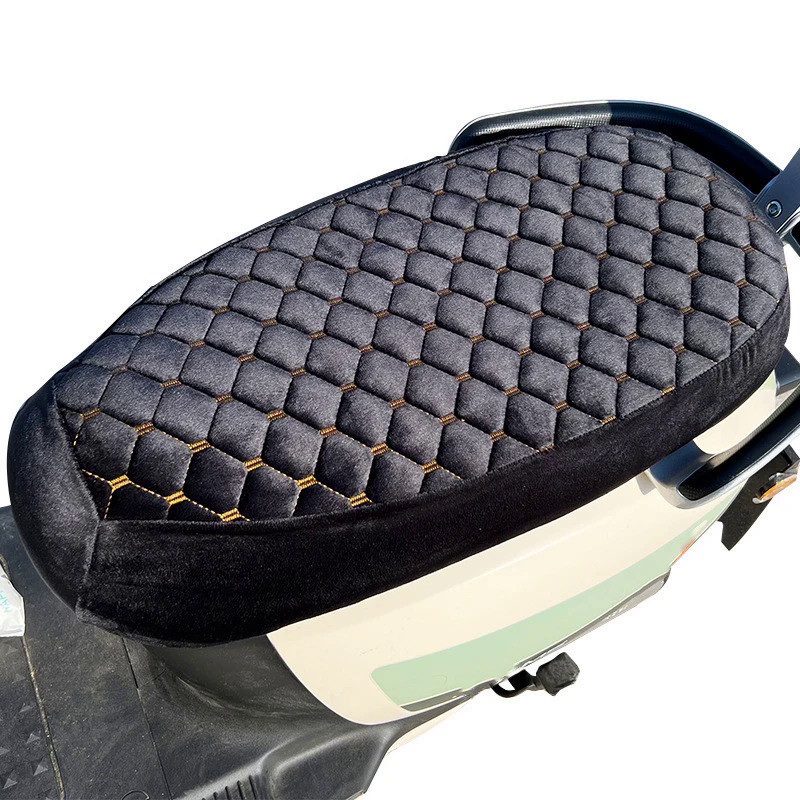 Warm Plush Motorcycle Seat Cushion Cover Protector Winter Sponge Padded Sea