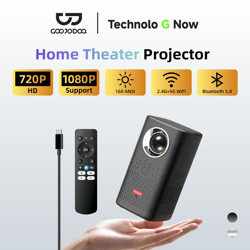 Goojodoq Projector 2.1 Inch 160Ansi Brightness Type-C Interface Dual Band Wi-Fi Supports Wireless Screen Projection ราคา 2,399 บาท*ส่งฟรี