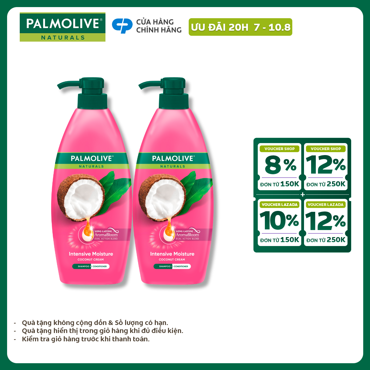 Bộ 2 Dầu gội Palmolive kèm dầu xả chiết xuất thiên nhiên 600ml