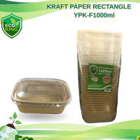 Eco Friendly Rectangular Kraft Paper 25 Pcs Food Container Disposable Takeout Lunch Box Leak Proof Biodegradable Rectangular