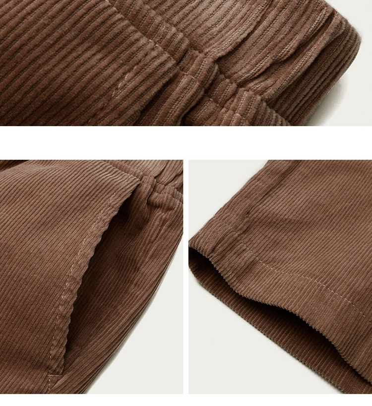 Giordano Beau Monde Women Elastic waist wide leg cotton corduroy pants Free Shipping 13412773 · v3