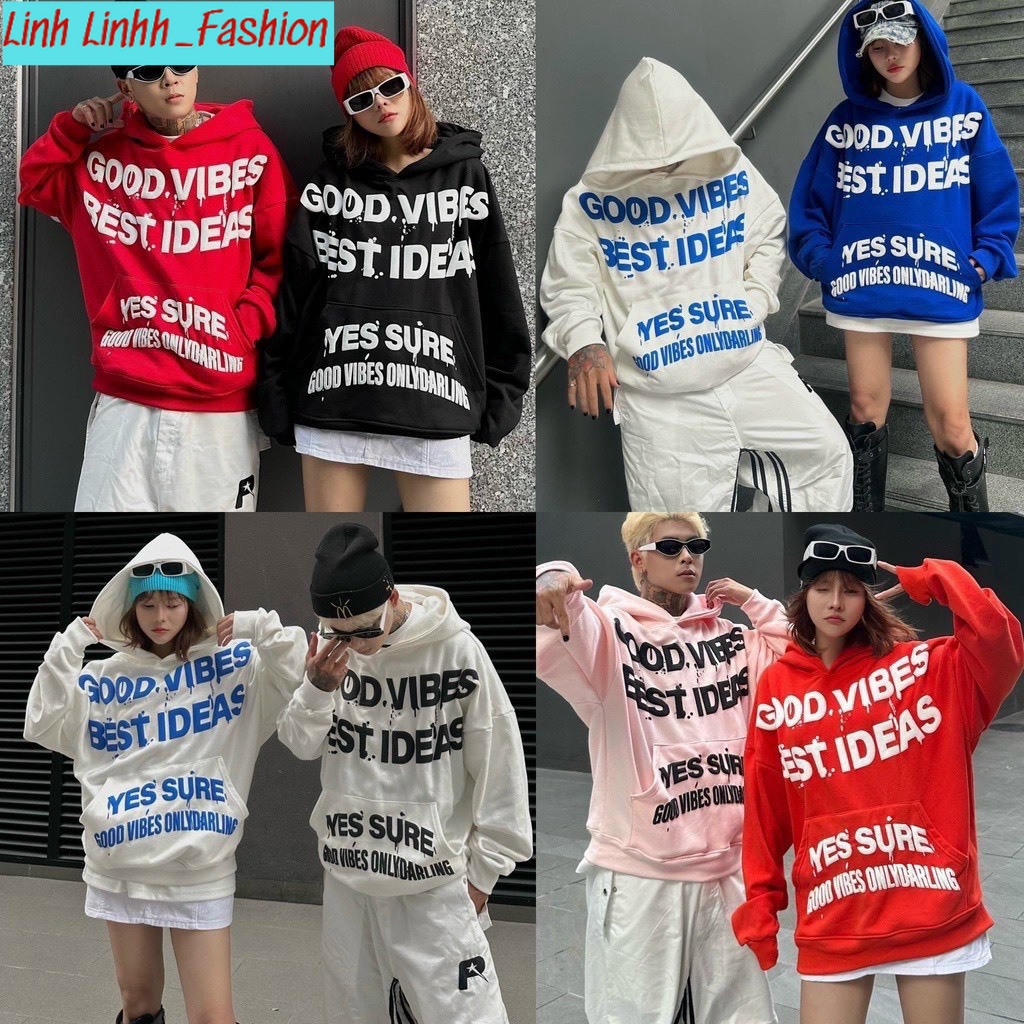 [HOT] Áo Hoodie GOOD VIBES Áo Khoác Nam Nỉ Bông Dài Tay Phối Nón Form Rộng Dài Tay Unisex Hàn Quốc Nhiều Màu Linh Linhh_Fashion