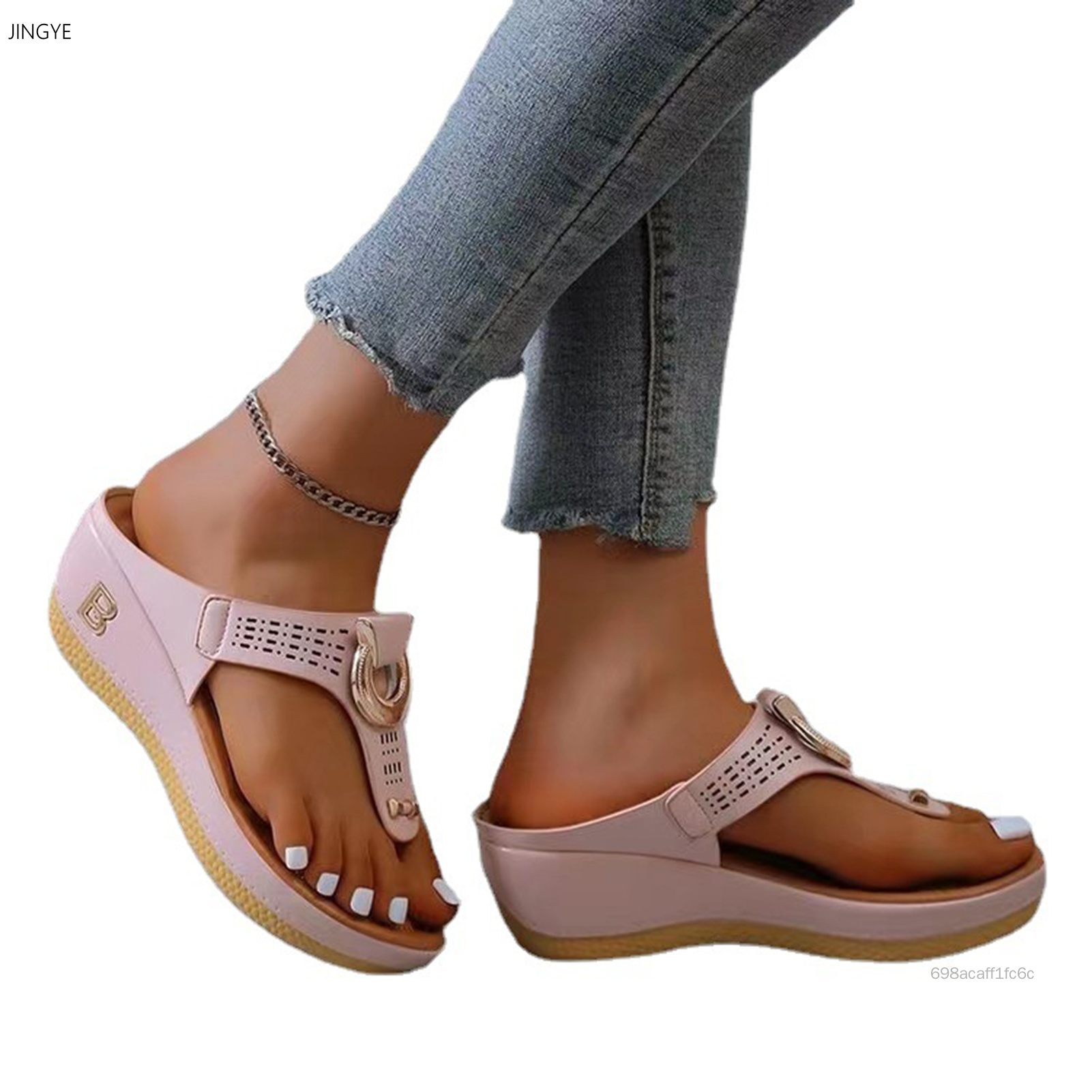 Flip Flops สำหรับผู้หญิงใหม่ Retro WEDGE รองเท้าแตะแฟชั่นรองเท้าแตะลำลองสุภาพสตรีรองเท้าชายหาดสบาย LA3PF-ECO-TH - ยี่ห้อ JINGYE京业 ราคา 243 บาท*ส่งฟรี