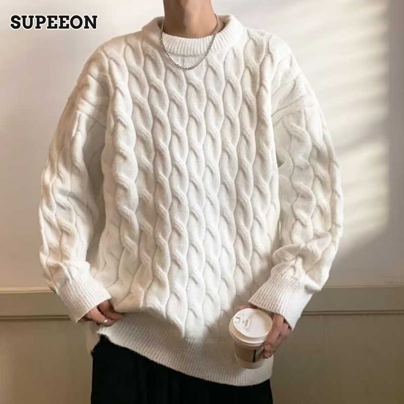 SUPEEON New men s sweater - Khaki twist pattern High