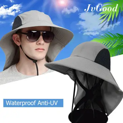 JvGood Summer Sun Hat Fishing Hat Outdoor Sun Protection Fishing Hat Quick-drying fisherman hat splash-proof sunscreen UV protection large basin cap