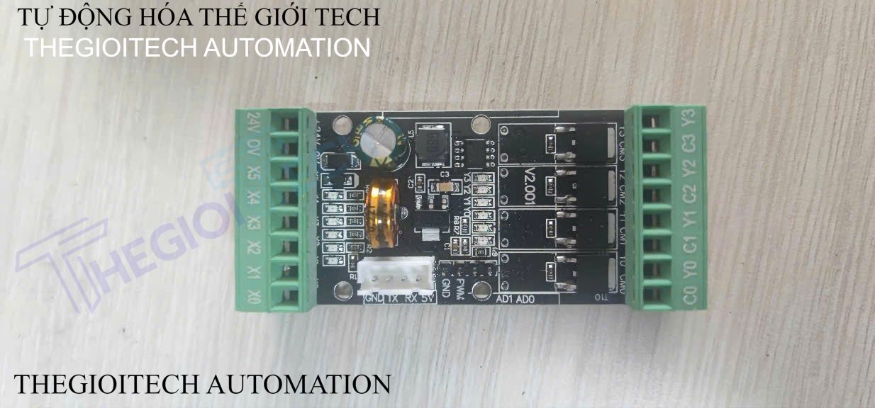 Board mạch PLC Mini PTL WS2N Mitsubishi FX2N-10MT -S, 6 In/ 4 Out transistor, TTL 9.6kbps, GX-Works 2, Analog 0-10V, có đế, DC12-24V - Mạch trần bắt vit