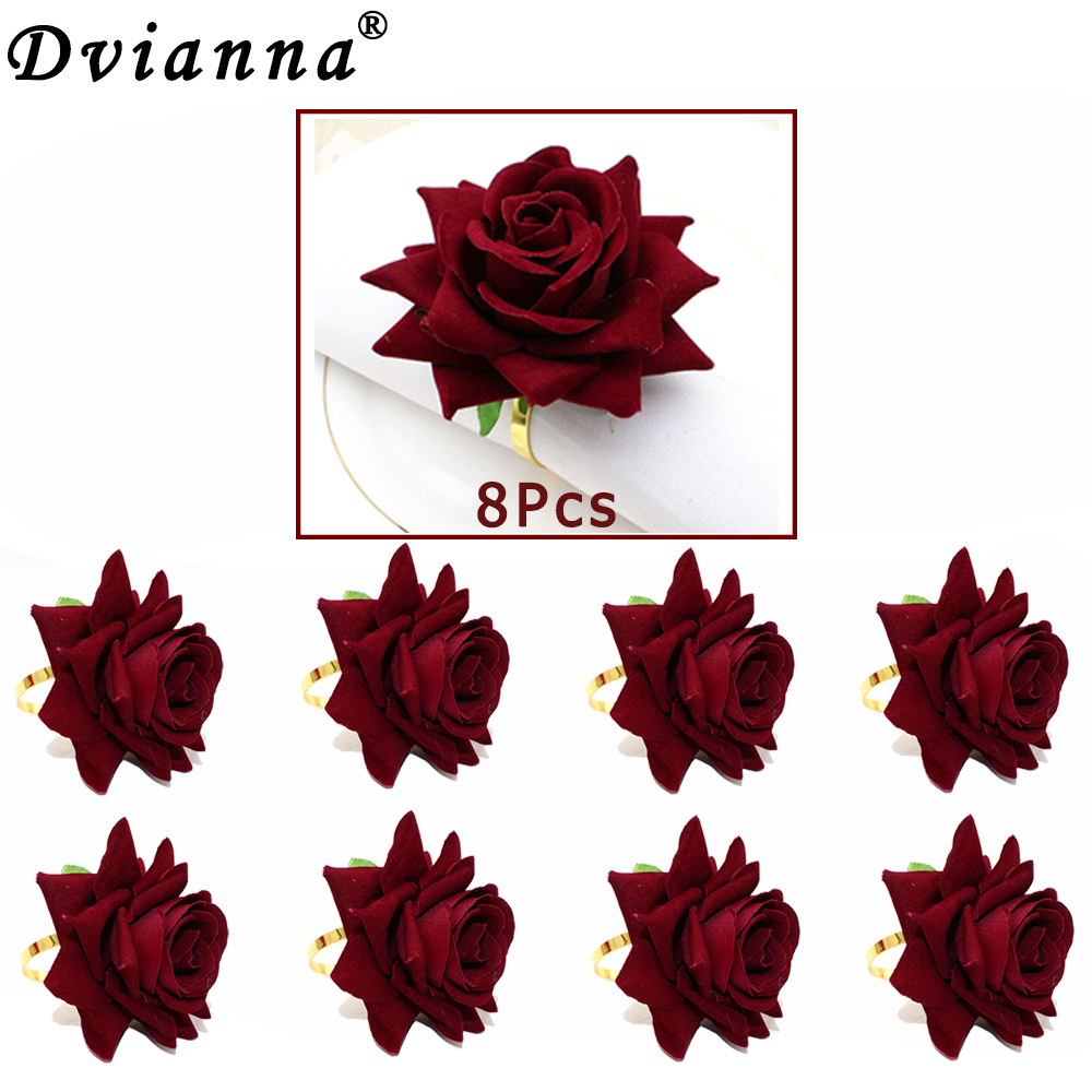 8Pcs Flower Red Rose Napkin Holder Rings for Wedding Valentine's Banquet Christmas Birthday Decoration HWW01 OJ.I ราคา 548 บาท*ส่งฟรี