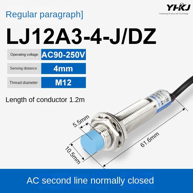 Cảm Biến Tiệm Cận M12 LJ12A3-4-J/DZ | tùy chọn LJ12A3-4-Z/BX - Điện Áp Đa Dạng, NPN/PNP, Thường Mở/Thường Đóng, Cảm Biến Kim Loại Điện Cảm
