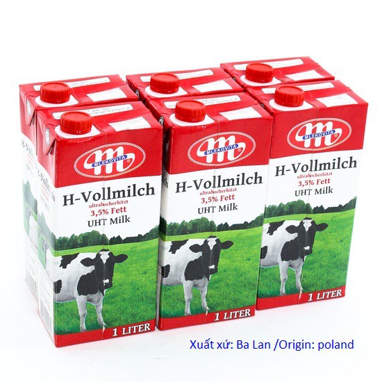 Sữa Tươi Mlekovita Nhập Từ Ba Lan Thùng 12 Hộp 1 Lít