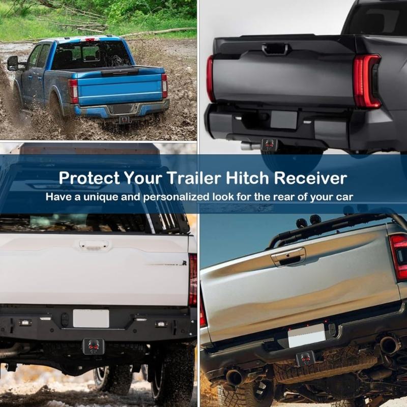 Họa tiết đầu lâu kim loại Hitch Bìa phù hợp với 2in receivers Dễ dàng cài đặt Trailer phụ kiện không thấm nước phổ Hitch Bìa