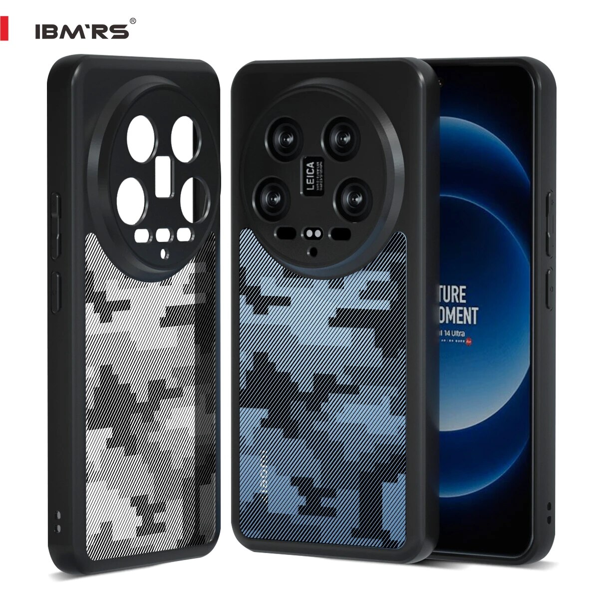 ibmrs for Xiaomi 14 Ultra Anti-Fingerprint Camo Case matte Clear transparent phone protective case
