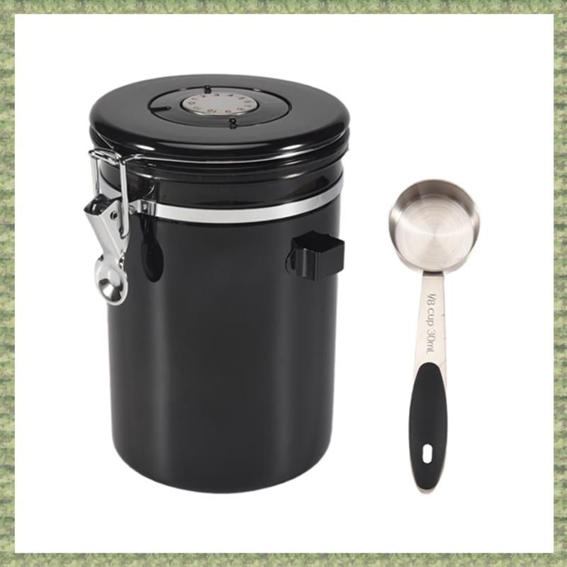 (GETI) Coffee Jar Airtight 500G Beans,1.8L Beans Container,Vacuum Coffee Box with Spoon Storage Jar for Coffee Powder,Tea,Cocoa