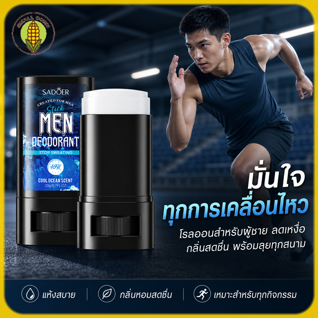 ผลิตภัณฑ์ความงามและการดูแลผิว SMALL CORN โรลออน ของแท้ 100% Anti-perspirant/ Deodorant ดีโอโอแรนต์ผู้ชายกีฬา ระงับเหงื่อแรง กลิ่นสดชื่น ใช้ได้ทุกวัน ราคา 29 บาท*ส่งฟรี