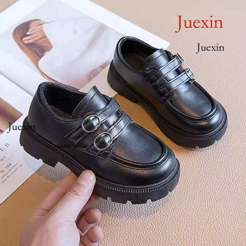 2025 Spring And Autumn New Leather Korean Edition Little Girls' Velcro Soft Soled Le Fu Fashion Children's Princess Shoes Juexin-Cb