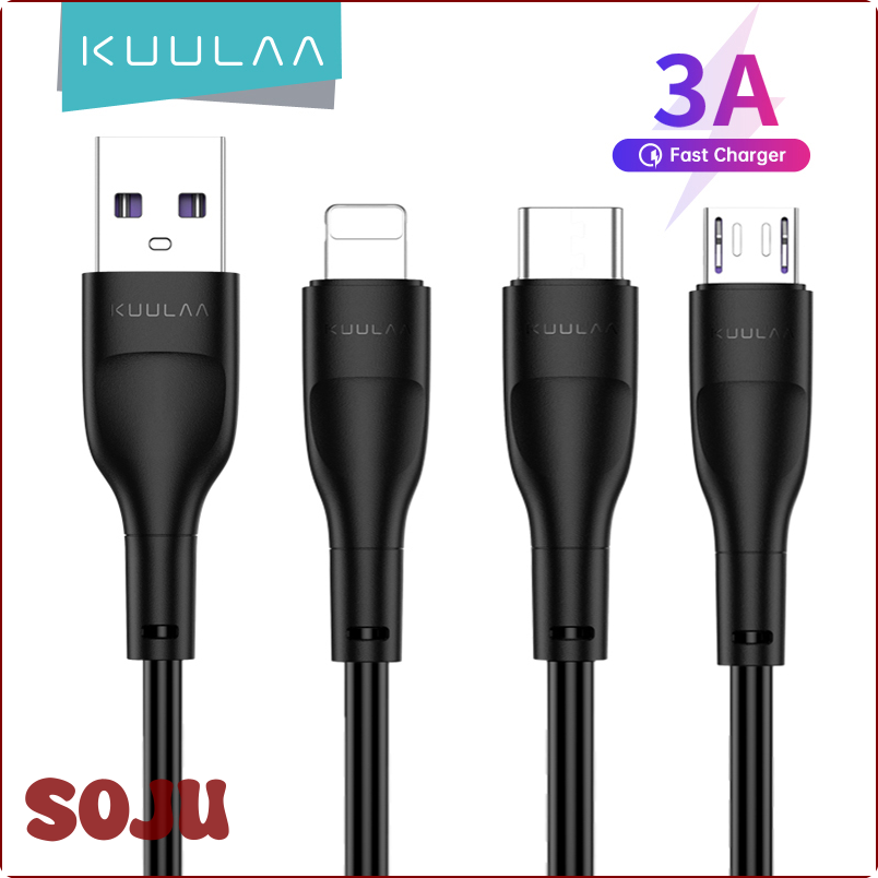 [M1708] Kuulaa Loại USB C cáp cho iPhone Sạc Micro USB Cáp sạc nhanh Dây Cho iPhone 12 X Xiaomi Samsung Huawei Dữ Liệu Dây ☆