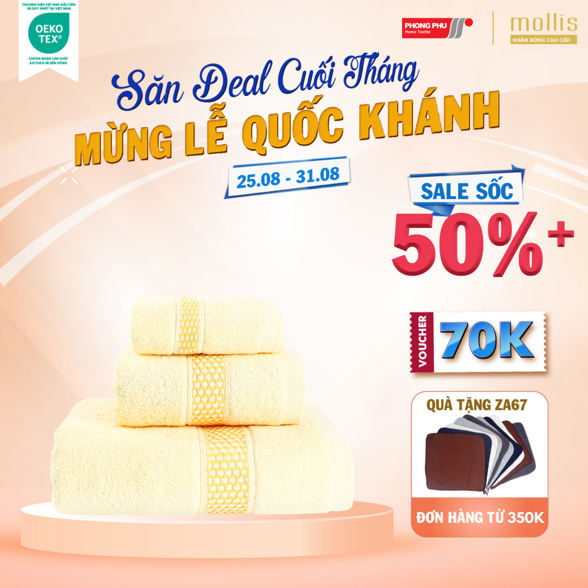 Bộ 10 Khăn Sữa Mollis Bamboo 25x25cm Khăn Cao Cấp Sợi Tre Kháng Khuẩn Mềm Mịn An Toàn Với Làn Da Em Bé Da Nhạy Cảm P940