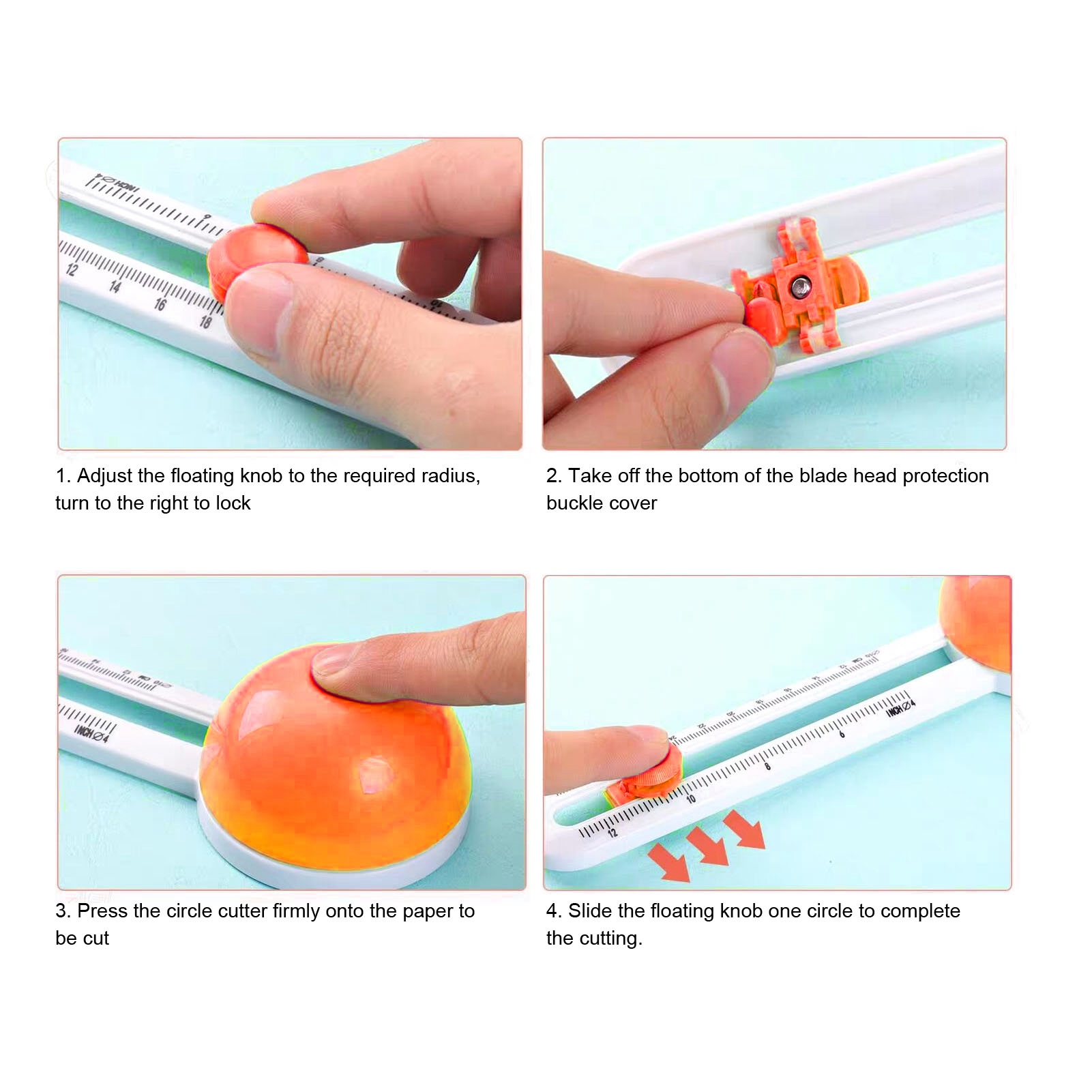 Ovaquixi Hướng dẫn tự làm vòng tròn dao xén giấy xách tay cắt giấy công cụ cho in Trọng lượng nhẹ thủ công dao cắt tròn cho mẫu giáo và trường học (màu xanh lá cây)