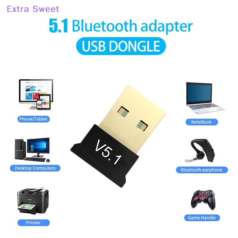 💖【Lowest price】Extra Sweet Chất lượng cao USB 5.1 Bluetooth Adapter Bluetooth tương thích Adapter ổ đĩa miễn phí không dây Transmitter Receiver cho Máy Tính Xách Tay PC