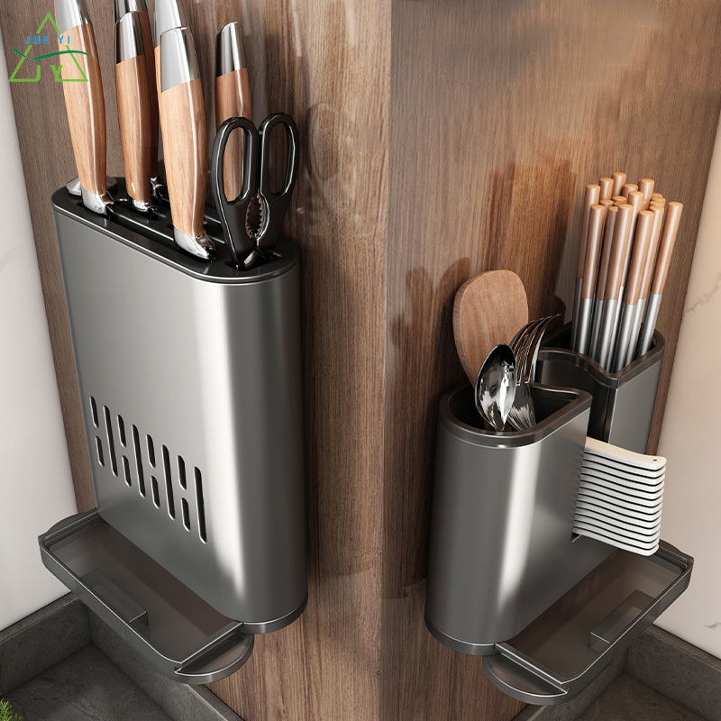KS Knife holder wall mounted non perforated kitchen storage rack