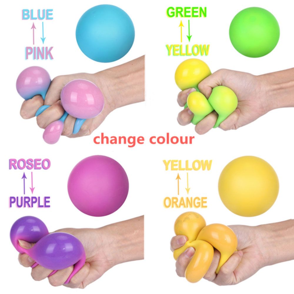 HUISHU Kids Decompression Toy Stress Relief Colorful ball Change Color Soft Foam Fidget Toys TPR Squeeze Balls