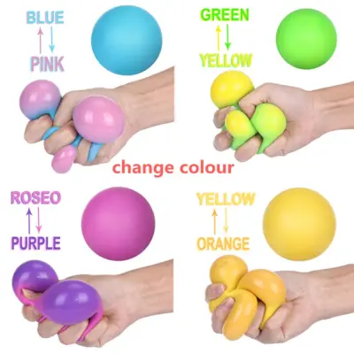 DEER72 Kids Stress Relief Funny Decompression Toy Soft Foam Change Color TPR Squeeze Balls Fidget Toys