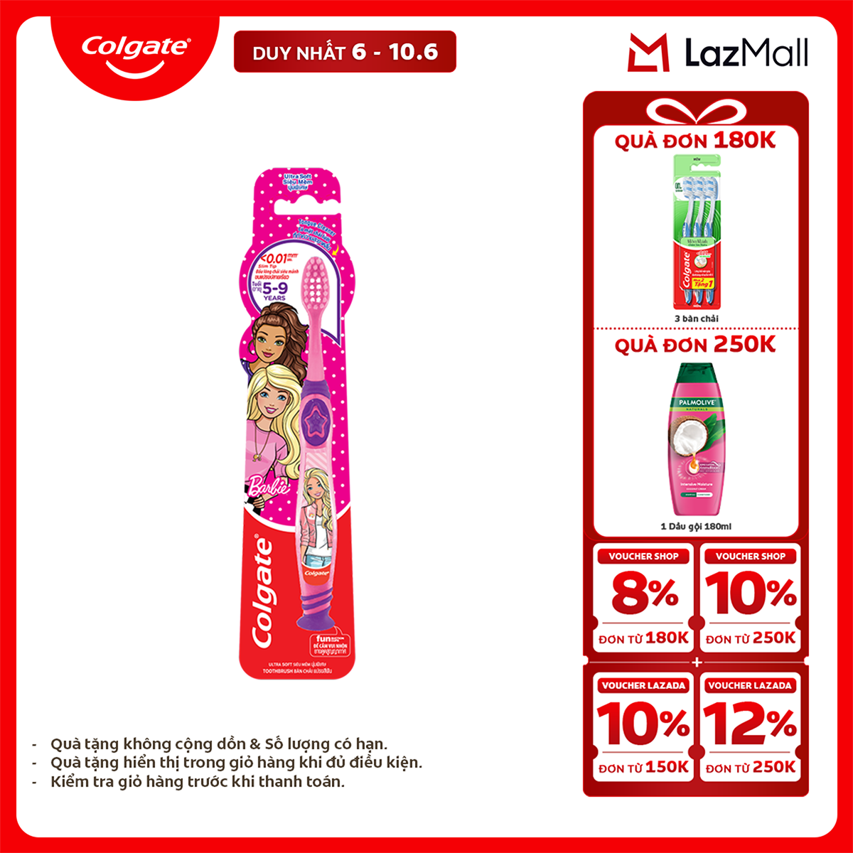 [Chỉ 6-10.6_X2 Voucher giảm 22%] Bàn chải đánh răng Colgate họa tiết dành cho trẻ