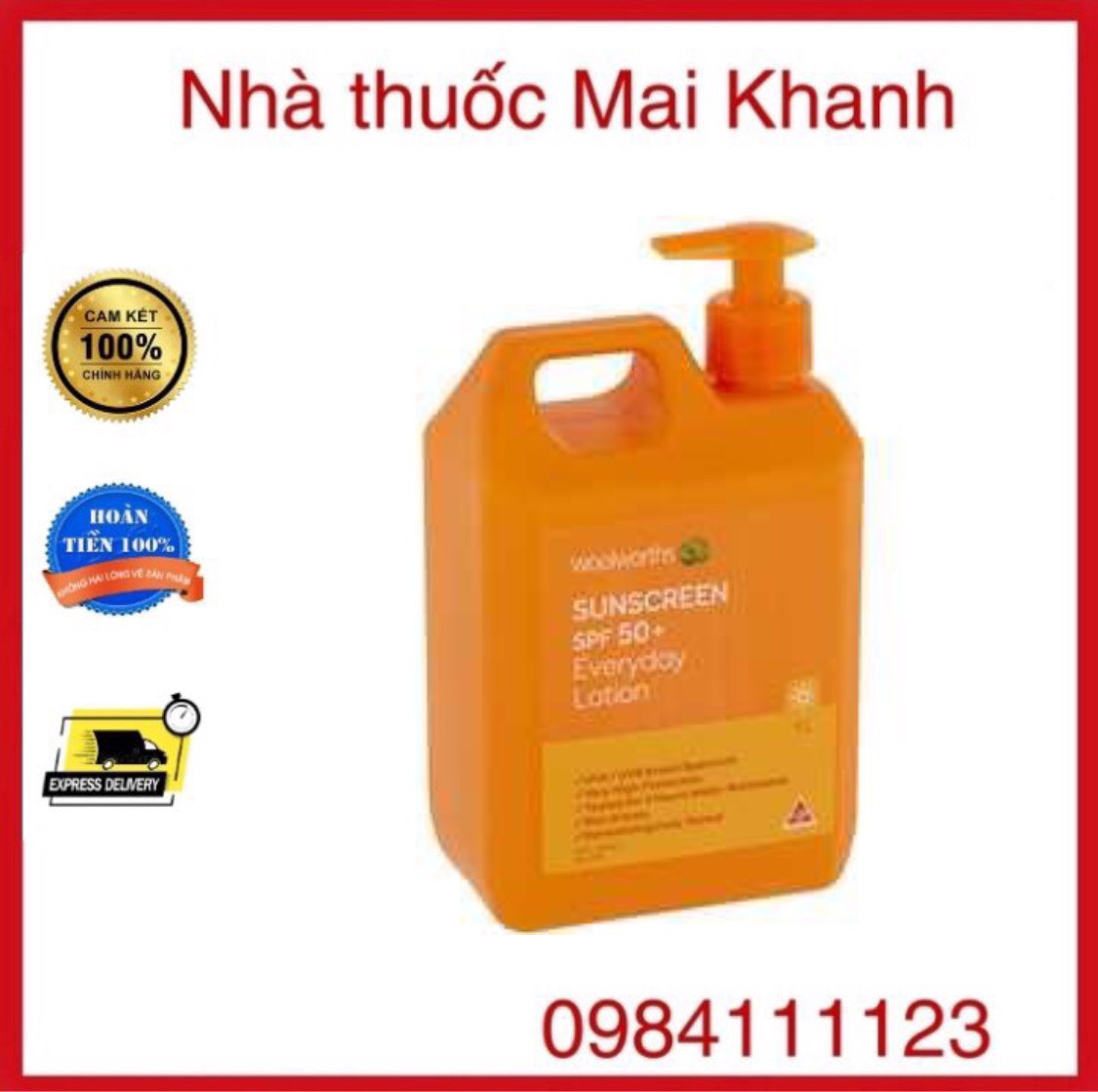 KEM CHỐNG NẮNG WOOLWORTHS EVERYDAY SPF 50+ - QUỐC DÂN ÚC CHAI 1L