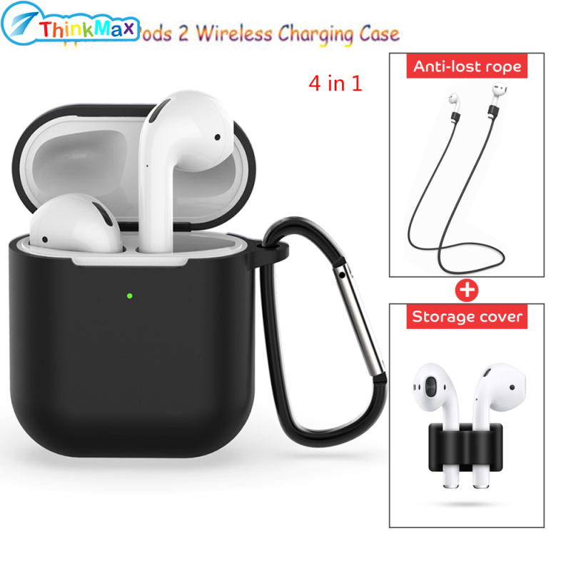 หูฟังบลูทูธไร้สาย หูฟัง TWS ตัดเสียงรบกวน Thinkmax 100%!4 ชิ้น/เซ็ตสำหรับ Apple AirPods 2 Wireless Charger ซิลิโคนป้องกันกรณีอุปกรณ์เสริมชุด [ของแท้] ราคา 49 บาท*ส่งฟรี