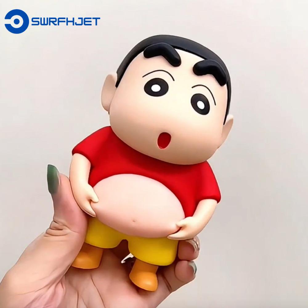 SWRFH Chủ nhà boochan Shin-Chan bút chì màu bụng lớn Búp bê PVC Silicon mềm Mô hình shinnosuke nohar