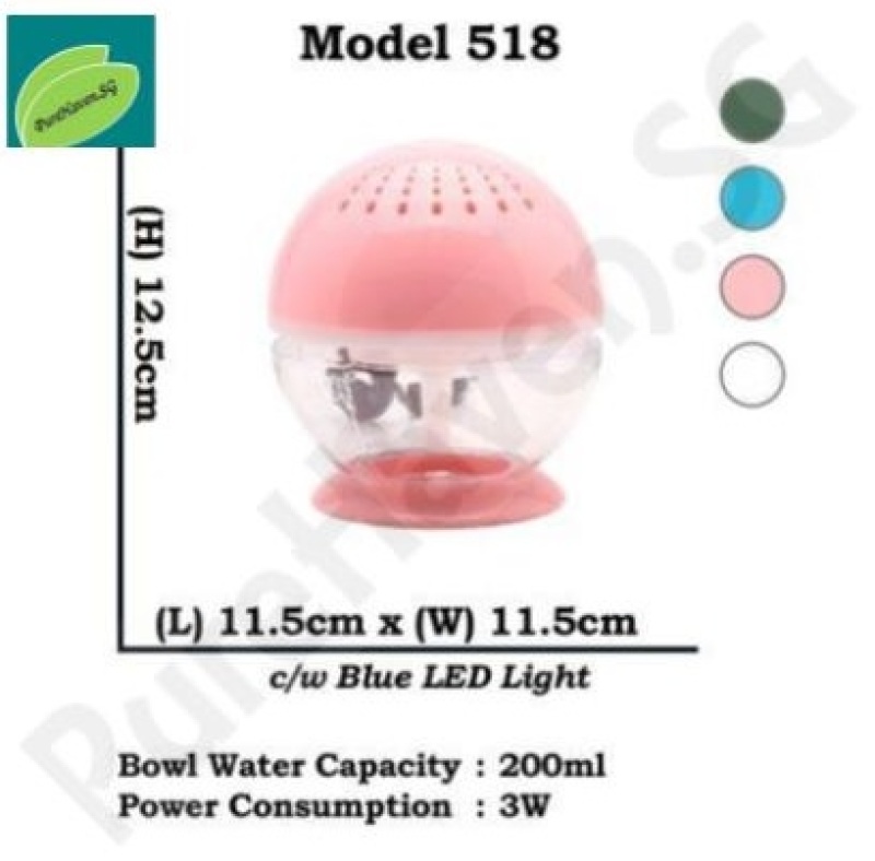 [BNIB] GOOD FOR CAR! Model 518 Mini Water Air Purifier! With Blue LED Lights. 200ml Singapore