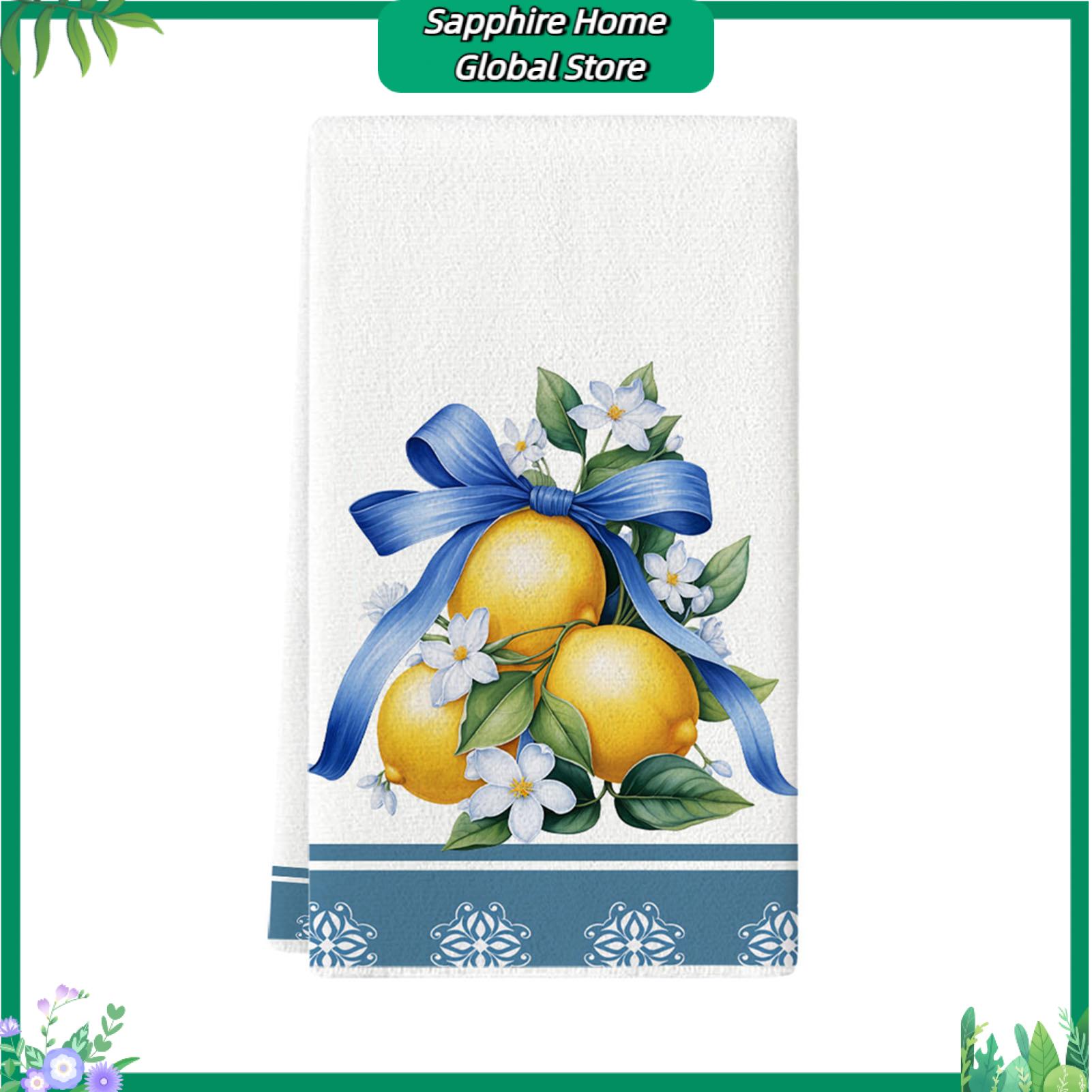 romaine Lemon Print Dish Towel Multi-purpose Kitchen Rag Lemon Kitchen Towel Microfiber Absorbent Dish Cloth Farmhouse Style Hand Towel for Kitchen Bathroom Party Decor – Quick Dry Durable Multipurpose - 6