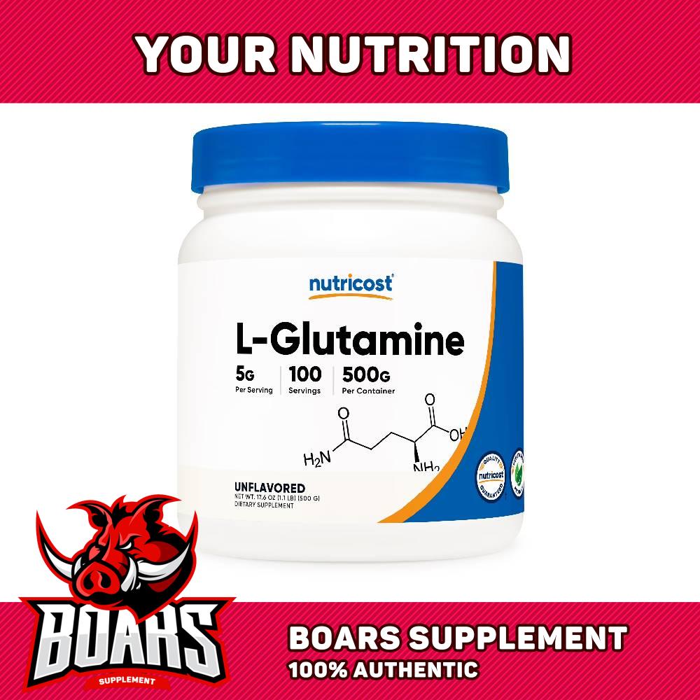 Nutricost L-Glutamine Powder – Hỗ Trợ Phục Hồi Cơ Bắp Tối Ưu, 500g