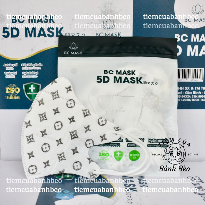 [Thùng 100 cái] Khẩu trang 5D hoạ tiết LV Bảo Châu BC Mask 3 lớp kháng khuẩn ôm mặt | Tiệm Của Bánh Bèo