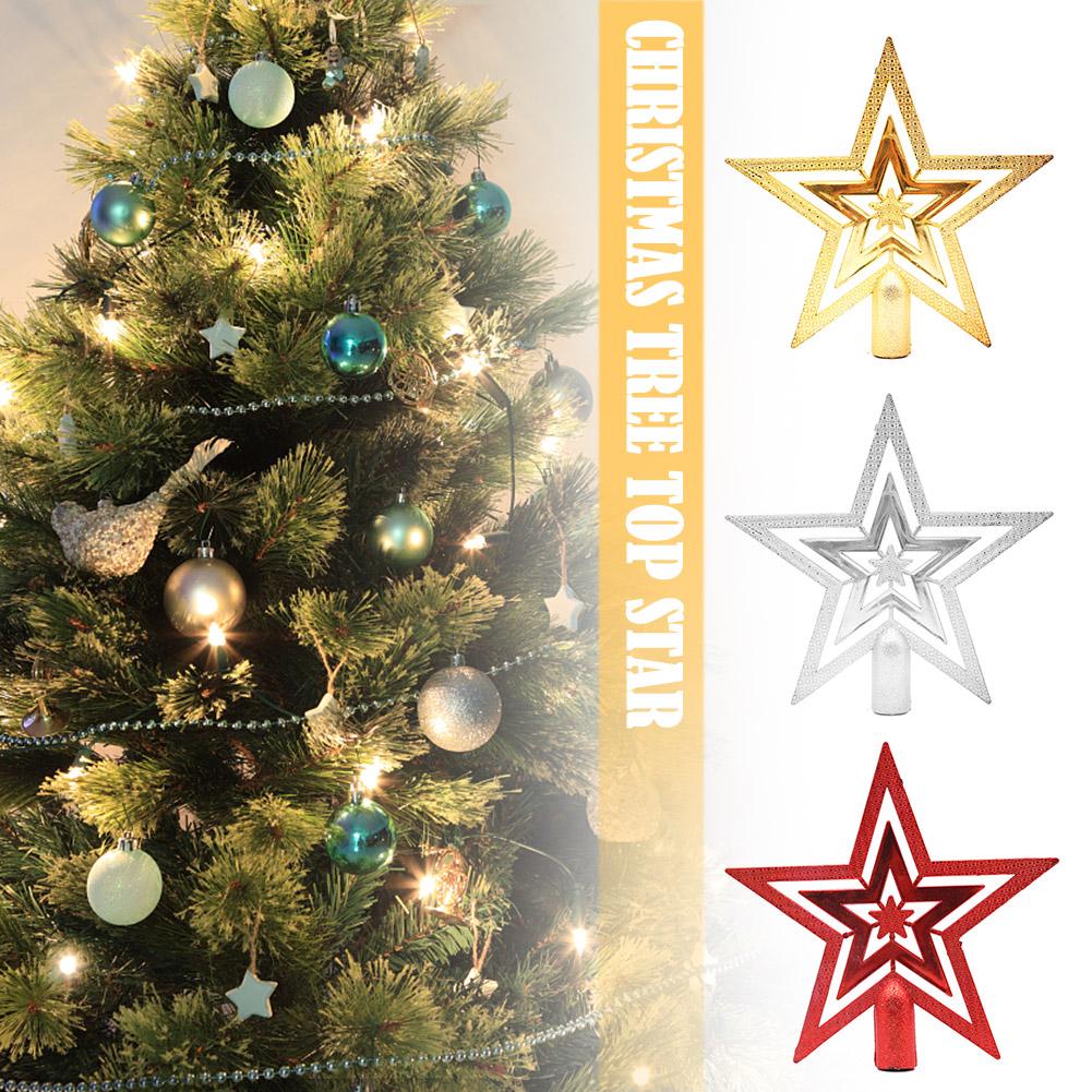 Christmas Tree Top Star Hang Xmas Decoration Ornament Plastic Topper Treetop N0W5
