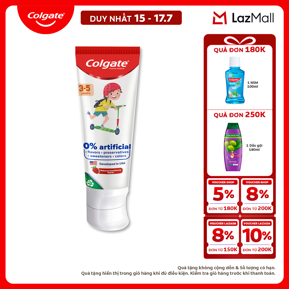 [Chỉ 15-17.7_X2 Voucher giảm đến 18%] Kem đánh răng Colgate Kid Free From cho trẻ em 3-5 tuổi không hương liệu và chất bảo quản 80g/tuýp
